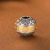 Golden Deer King S925 prata solta grânulos acessórios vintage Ruyi padrão dourado nuvem auspiciosa nove palavras mantra Wenwan contas redondas contas espaçadoras