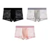 Atacado de Cuecas Masculinas Huajielong Cor Sólida Texturizada Seda de Gelo, Boxer Respirável de Cintura Média Tamanho Grande Masculino, Disponível para Dropshipping