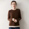 Colección Otoño/Invierno 2026 de Bai Cai Rong: Nuevo Estilo Aspecto de Dos Piezas Cuello Redondo Bloque de Color Tejido Top Base