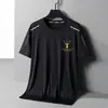Camiseta de verano de seda de hielo para hombre, cuello redondo, ropa de secado rápido, manga corta, delgada, transpirable, media manga, tops de talla grande, deporte para hombre, holgada, tendencia