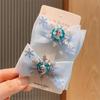 Horquilla de Princesa para Niñas Frozen Elsa Horquilla de Lazo Malla de Doble Capa Clip Superior Set de Accesorios para el Cabello para Niñas