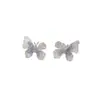 Pendientes de botón con degradado de mariposa azul, delicados pendientes de cristal 2024, nuevos y únicos pendientes exquisitos sin clips para las orejas perforadas