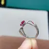 Anel de prata esterlina com rubi vermelho sangue, simples, rubi, abertura Joker, atmosfera fashion, anel feminino, pedra principal 7*9mm
