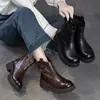 Botines Chelsea retro de cuero genuino con suela gruesa para mujer, nueva colección otoño/invierno 2026, botines versátiles de corte ajustado, botines estilo Martin británicos para mujer