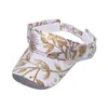2025 Nuevo Sombrero de Sol Transfronterizo Imitación Seda Estampado de Flores Sombrero sin Copa Superior Visera Curva Parte Superior Vacía Sombrero de Sol Verano Mujer