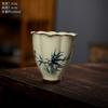Tazón de tres tapas pintado a mano Geyao, taza para tostadas flotante, color azul y verde bajo vidriado, juego de té kung fu, se puede levantar, se puede abrir para hacer taza de té