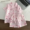 Pijama de Algodón Nube para Niños Verano Manga Corta Dibujos Animados Princesa Ropa de Casa para Niñas y Niños Mayores