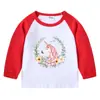 Camiseta de Algodón para Primavera y Otoño con Hombros de Unicornio, Cuello Redondo, Manga Larga, Camiseta Básica para Niñas, Camiseta de Bebé