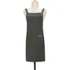 Delantal 306 lona impermeable tipo H con tirantes cruzados al hombro estilo unisex para uniformes del personal de tiendas de té de leche y cafeterías