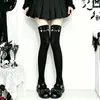 Calcetines Largos Estampados de Chica Moe JK Lindos Japoneses Expresión Bidimensional Terciopelo Delgado de Primavera y Otoño Hasta el Muslo Calcetines Negros