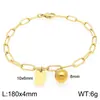 Pulsera Cuadrada de Moda con Letras Inglesas (26), Cadena Sencilla Tipo Clip Estilo Ins, Bola Redonda, Acero de Titanio Chapado en Oro de 18K