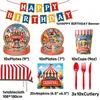 Nuevos Platos de Papel Vasos de Papel Vajilla Desechable Decoración de Fiesta de Cumpleaños de Circo Accesorios de Fiesta de Carnaval de Terror de Halloween