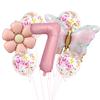 Traje de globo de mariposa rosa margarita mate, confeti de látex, decoración para fiesta de cumpleaños infantil, diseño de carnaval