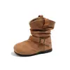 Botas Ins de Ante Francés con Pila Apilada Otoño e Invierno 2026 Nuevo Estilo Coreano para Niñas Estilo Retro con Forro de Felpa Slip-On de Media Caña