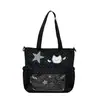 Mochila de viagem moderna com estampa de estrelas e bolinhas para lazer ao ar livre e caminhada, mochila de nylon com design de cordão para mulheres