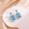 Brincos Moda Transfronteiriça Retrô Quadrados Stud Brincos Acessórios Alto Padrão Elegante Luxo Leve Cobre Banho de Ouro Acessórios de Joias para Mulheres