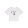 Camiseta Feminina Redonda de Manga Curta com Estampa de Coelho de Bolinhas Estilo Americano, Novo Estilo de Verão Top Curto Slimming Estilo Hot Girl para Mulheres