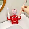 Estante de cerámica con forma de pequeño cocodrilo para almacenamiento de cepillos de dientes para lavabo y baño, soporte para cepillos de dientes y pasta de dientes
