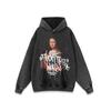 Estilo Americano Street Vintage Figura Estampada Oversize Heavy Washed Relaxado Suéter com Capuz Masculino e Feminino Loose Hoodie