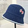 Estilo Coreano Novo Chapéu de Pescador Decorativo com Laço Personalizado Aba de Renda Jeans Cobertura Facial Estudantil Literária e Fofa Primavera e Verão