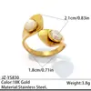 Anillo de Perlas de Imitación de Lujo Ligero Estilo Europeo y Americano para Mujer, Acero de Titanio Dorado de 18 Quilates Joyería que No se Desvanece, Anillo Irregular de Diseño de Nicho