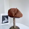 Boina de Couro de Alta Qualidade Estilo Japonês para Mulheres, Chapéu de Artista Versátil para Outono e Inverno, Chapéu de Abóbora Quente Estiloso e da Moda