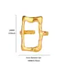 Anel Feminino Aberto Personalizado Geométrico Assimétrico Cortado em Aço Inoxidável Banhado a Ouro 18K Novo Estilo Popular Europeu e Americano 2025