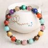 Pulsera Multitesoro de Cristal de Piedra Original Ágata Roja del Sur Lapislázuli Lapislázuli Lapislázuli Malaquita Pulsera de Círculo Único para Hombres y Mujeres Joyería de Moda para Parejas