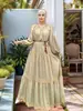 M327 # Vestido de Comércio Exterior Transfronteiriço Moda Feminina com Cinto de Franjas, Recortes em Renda, Barra Ampla e Saia Longa Franzida.