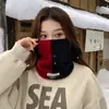 Gorro de cuello polar grueso de doble capa cálido para invierno, moda unisex para exteriores, suéter con bloques de color, calentador de cuello a prueba de frío para ciclismo, moderno