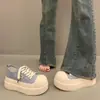 Zapatos Blancos Versátiles de Gama Alta Suela Gruesa Aumentadores de Altura Zapatos de Lona para Mujer Otoño 2026 Estilo Nuevo Súper Caliente Cabeza Grande Zapatos Deportivos Casuales