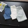Pantalones Largos Casuales de Mezclilla Lavada Rectos de Ajuste Holgado de Longitud Media Unisex para Niños Marca Grande Verano 488197