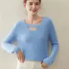 Elegante Suéter de Cachemira con Cuello en V para Mujer 2025 Nuevo Estilo Perezoso Suéter Simple de Punto Básico Versátil