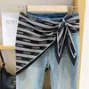 Bufanda Triángulo Flor de Anacardo Coreana Cortina de Trasero Accesorios en Capas para Mujer Cinturón de Jeans Cintura Bufanda de Seda Camisa a Juego para Viaje
