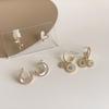 Aretes de Concha Natural con Textura de Lujo Accesible Francés para Mujer, Aretes de Zirconia Versátiles de Alta Gama, Aretes Dulces y a la Moda