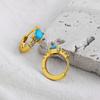 Aretes de Oro de 18K, Hebillas para Oreja, Circonia Turquesa Micro-Pavimentada, Diseño Compacto, Estilo Étnico, Joyería para Oreja Transfronteriza Europea y Americana