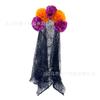 Nuevo Venta Caliente Día de Muertos Diadema de Gasa Negra México Gasa Negra Oscura Tocado de Rosa Negra