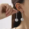 Pendientes Colgantes de Moda para Mujer con Forma de Estrella de Cinco Puntas de Zircón, Bola de Luz Disco, Borlas, Pendientes Transfronterizos Europeos y Americanos