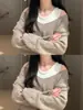 Suéter de Punto Color Café con Cuello en V, Estilo Coreano, Perezoso y Relajado, para Mujer, Súper Elegante para Otoño e Invierno, Perfecto para Usar en Capas, Conjunto de Dos Piezas