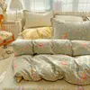Conjunto de Quatro Peças em Algodão Escovado 100% Classe A Quente e Fresco Conjunto de Roupa de Cama Espesso Super Macio Algodão Puro Conjunto de Quatro Peças