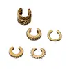 Set de 5 Piezas de Aretes de Moda Estilo Punk Minimalista Sencillo con Pedrería y Perlas, Pendientes Modernos y Versátiles para Mujer