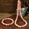 Elegante Retro Pulsera Collar de Piedra del Sol Rosa de 8 mm para Dama Joyería de Piedra Natural Regalo Joyería Transfronteriza