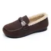 Zapatos de Invierno Nuevos para Mujer, Engrosados, Casuales, Cálidos, para Madre, Planos, Antideslizantes, sin Cordones, Forrados de Felpa, de Algodón