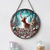 Decorações de rodelas de madeira de Natal transfronteiriças com grafite, Enfeites de parede e porta de Natal para casa, Decorações de árvore de Natal de madeira