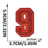 Suministro transfronterizo de parches bordados de letras y números en inglés color rojo brillante con adhesivo termofusible para decoración de ropa y sombreros
