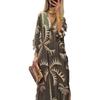Vestido Casual Sexy de Gola V Estampado com Fenda e Manga Sete Pontos, Estação Independente da Amazon, AliExpress Europa e Estados Unidos, Transfronteiriço