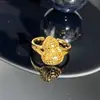 Livro Vermelho Pequeno Mais Vendido Novo Estilo Chinês Cabaça Moeda de Cobre Luxo Leve Zircônia Anel Aberto Design de Nicho Acessórios Vintage Meio Antigo