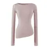 Conjunto de Top Camiseta de Manga Larga Asimétrica con Cuello Barco Estilo Puro Deseo Chica Picante + Falda Midi Irregular Ajustada a la Cadera para Mujer