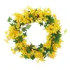 Corona de Jazmín de Invierno Artificial de Primavera Transfronteriza Decoración del Hogar Colgante de Puerta Corona de Alambre Granja Boda Adorno Festivo