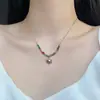 Colar Retro Francês Colorido com Contas de Sol em Aço Titânio Feminino Luxo Leve Nicho Alta Qualidade Peça Redonda Pequena Corrente de Clavícula em Camadas